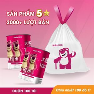 Túi Rác Tự Hủy Sinh Học Gấu Dâu Có Dây