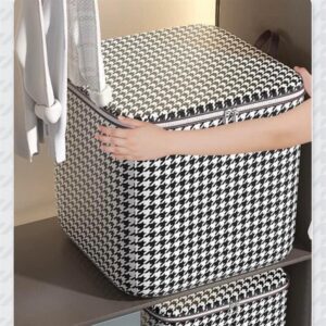 Túi Đựng Quần Áo Chăn Màn Caro Cỡ Lớn Kiểu Mới Có Khoá Kéo Tiện Dụng
