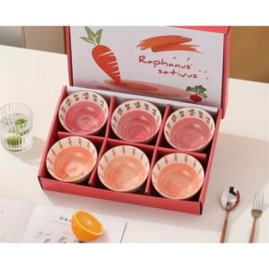 Set Bộ 6 Chén Bát Sứ Củ Cải Cà Rốt