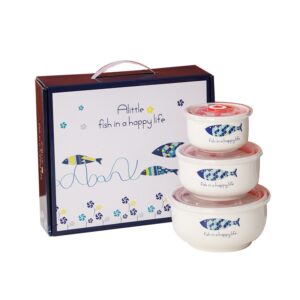 Set 3 bát sứ con cá