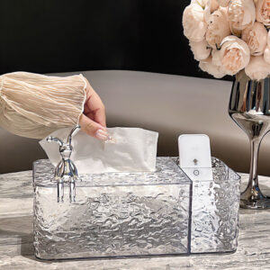 Hộp Đựng Khăn Giấy Nhựa Acrylic Họa Tiết Gợn Sóng