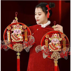 Thần Tài Lắc Đính Bông Trang Trí