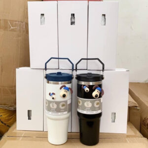 Bình Giữ Nhiệt Inox 900ml Có Quai Xách Charm Cún (Thùng 25 Cái)