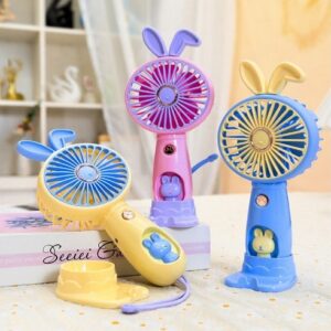 Quạt tích điện mini TAI THỎ có đèn